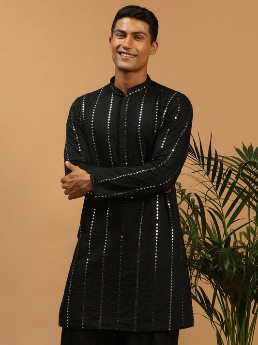 Men's Black Viscose Kurta