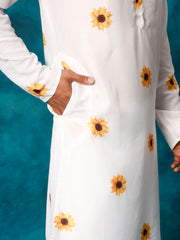 Men's Cream Cotton Blend Kurta