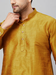 Men's Yellow Silk Blend Kurta