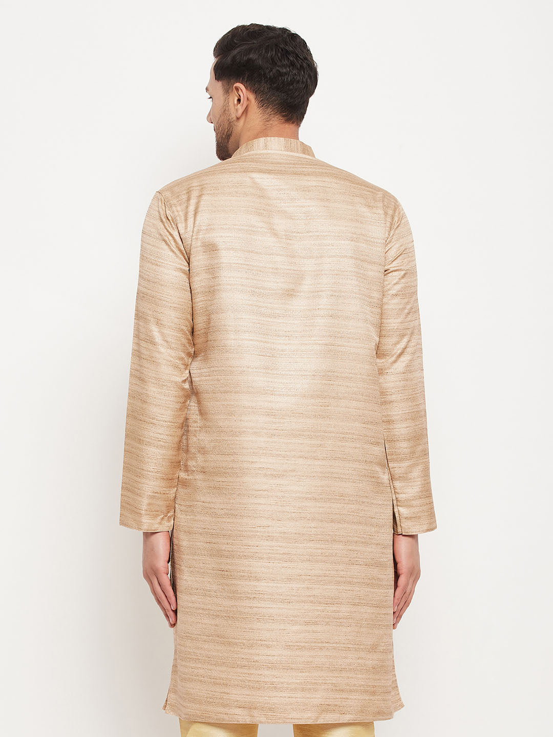 Men's Beige Silk Blend Kurta