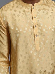 Men's Yellow Silk Blend Kurta