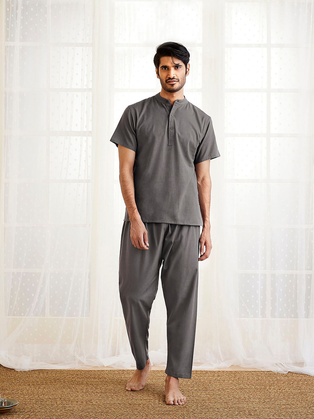 Men's Mud Cotton Kurta Pyjama Set