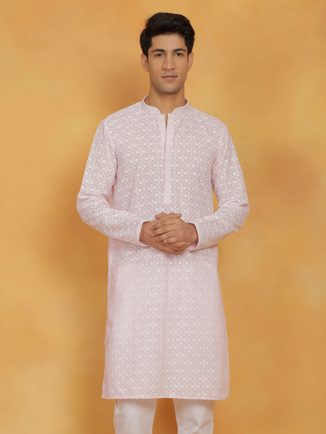 Men's Pink Cotton Kurta