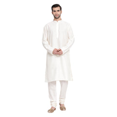 Men's Cream Viscose Kurta Pyjama Set