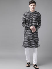 Men's Black Cotton Blend Kurta