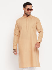 Men's Beige Cotton Blend Kurta