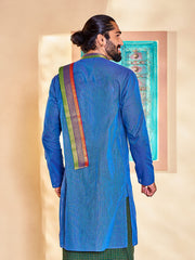 Men's Blue Cotton Kurta