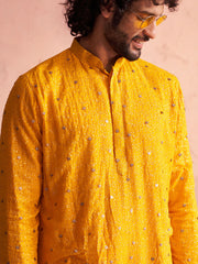 Men's Yellow Georgette Kurta