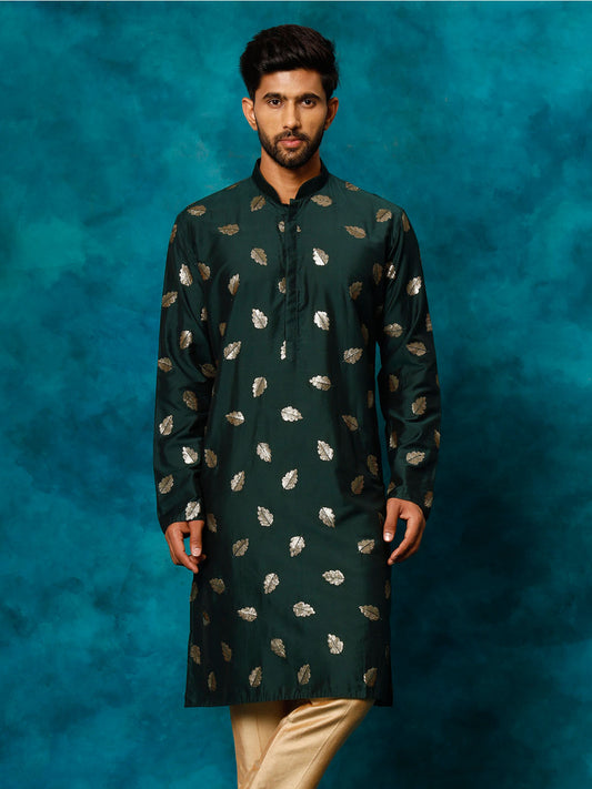 Men's Green Cotton Blend Kurta