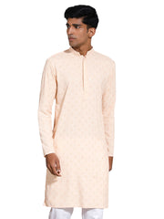 Men's Peach Rayon Kurta