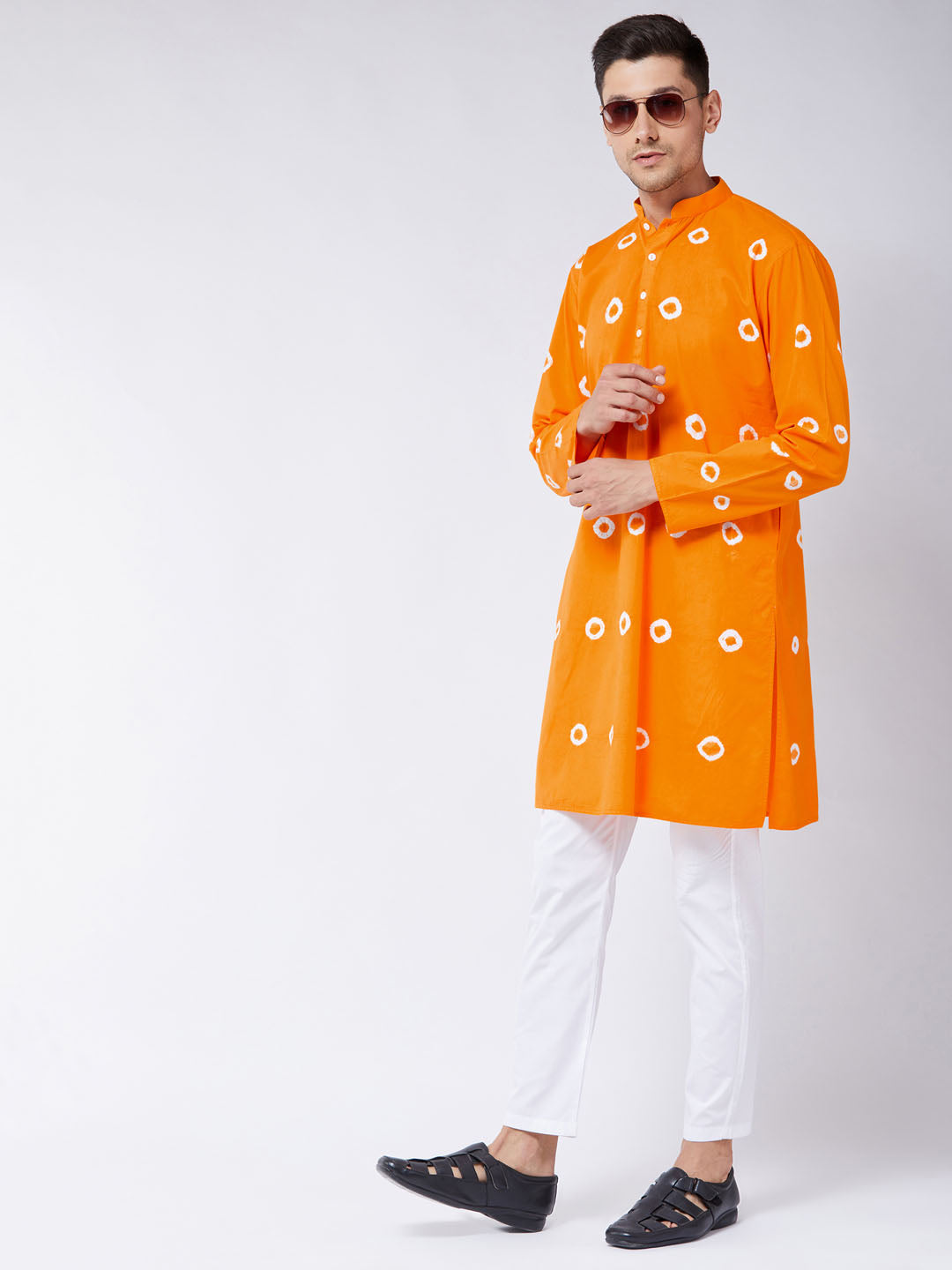 Men's Orange Pure Cotton Kurta