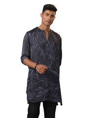 Men's Gray Cotton Blend Kurta