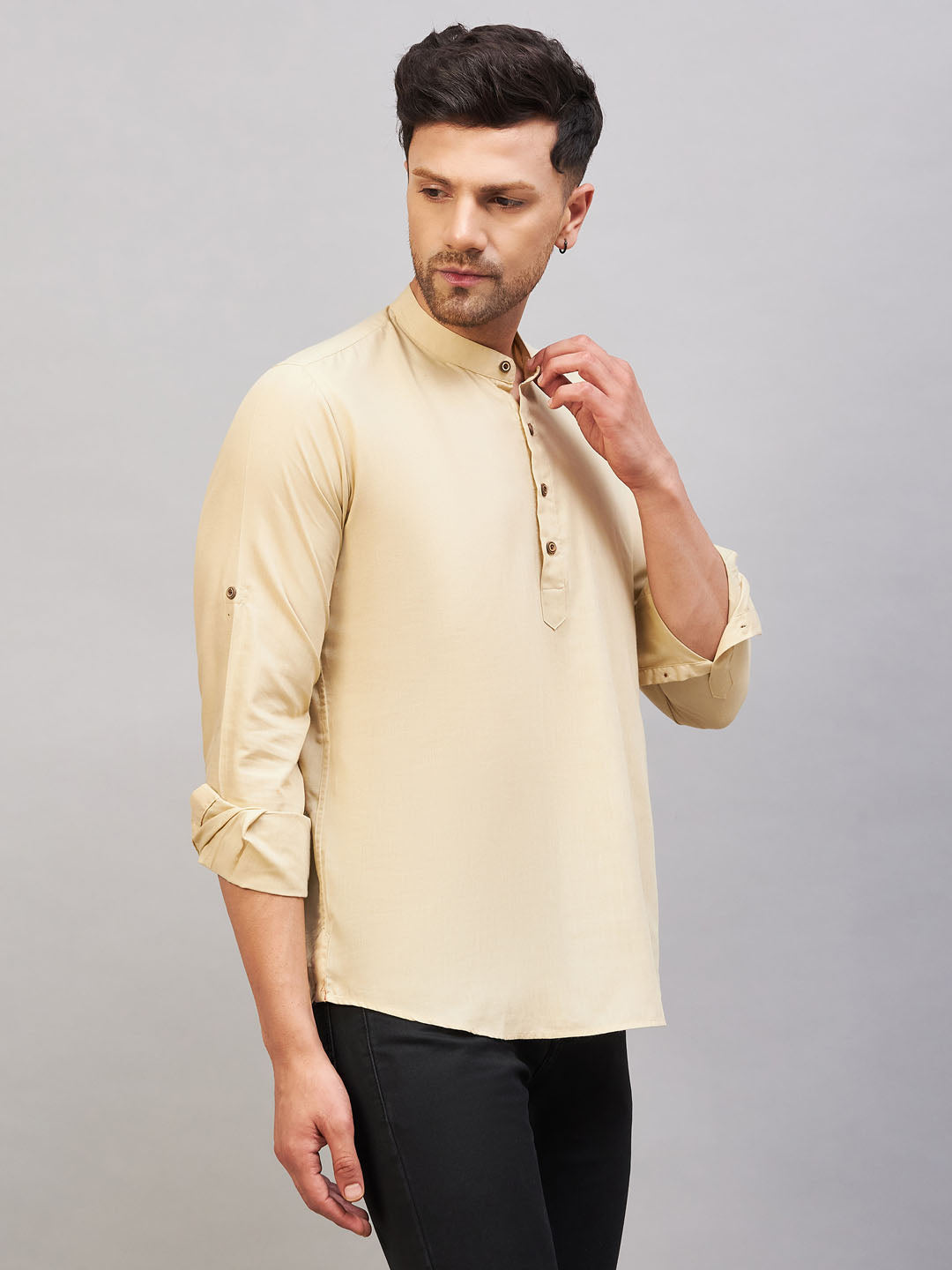 Men's Cream Cotton Blend Kurta