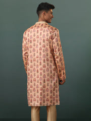 Men's Peach Silk Blend Kurta