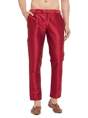 Men's Maroon Silk Blend Pant Style Pyjama