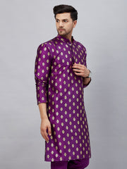 Men's Purple Silk Blend Kurta