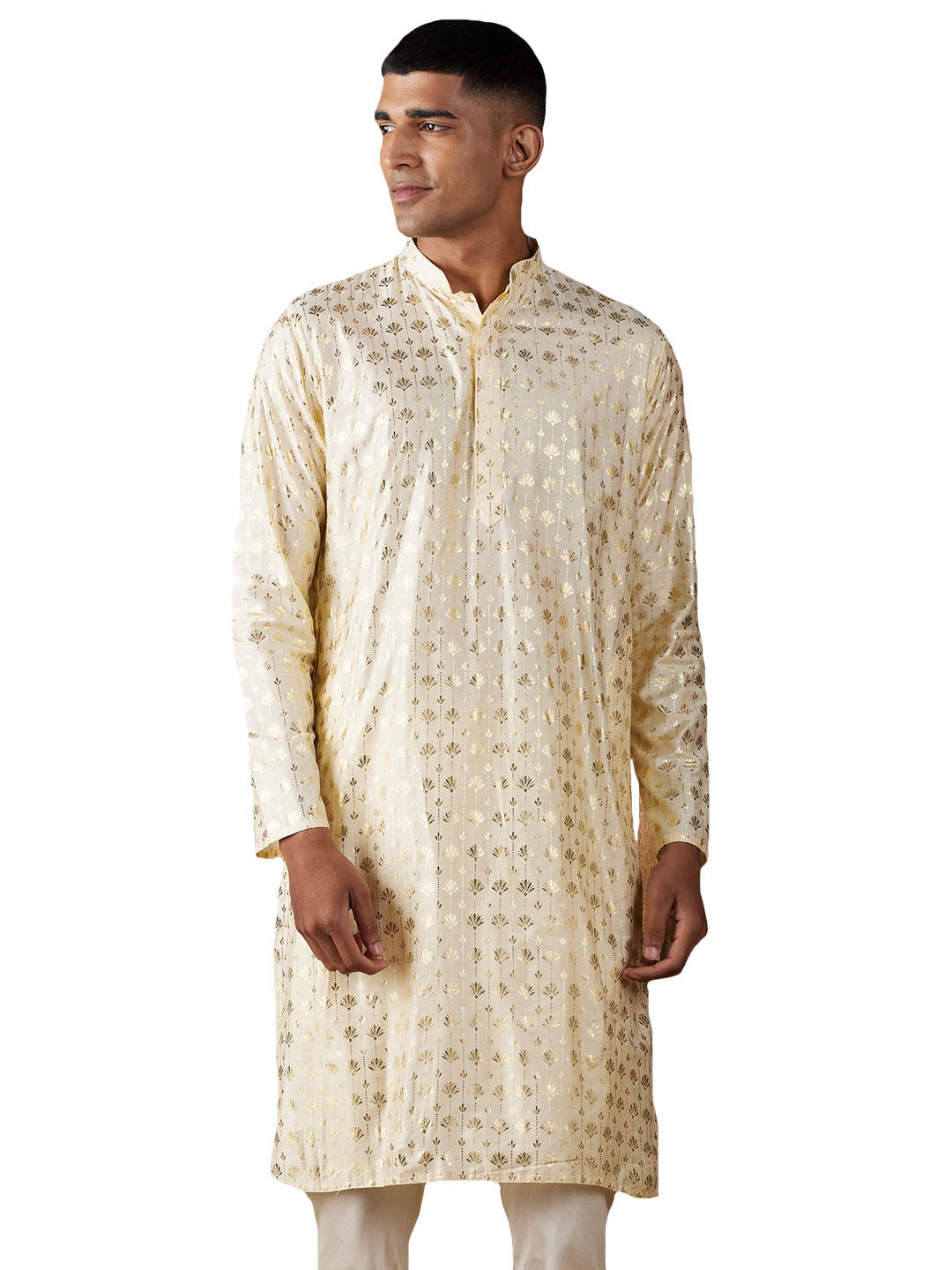 Men's Gold Viscose Kurta