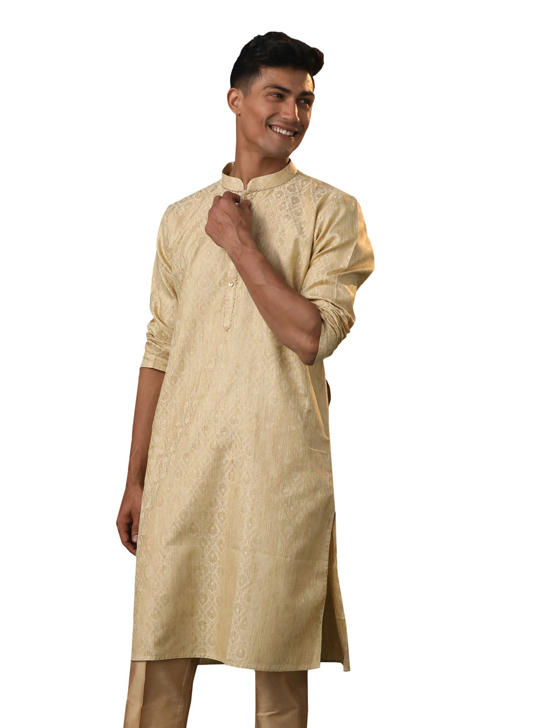 Men's Gold Silk Blend Kurta