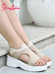 Shoetopia Lightweight Comfortable Daily Wear & Trendy Flatforms Beige Sandals for Women & Girls