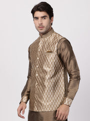 Men's Gold Silk Blend Nehru Jacket