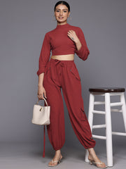 Women Rust Long Sleeves  Joggers Co-Ord