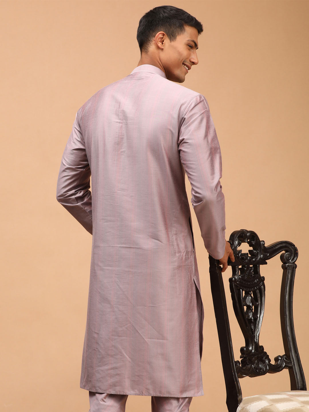 Men's Steel Grey Viscose Kurta