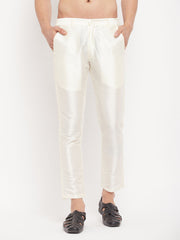 Men's Cream Silk Blend Pant Style Pyjama