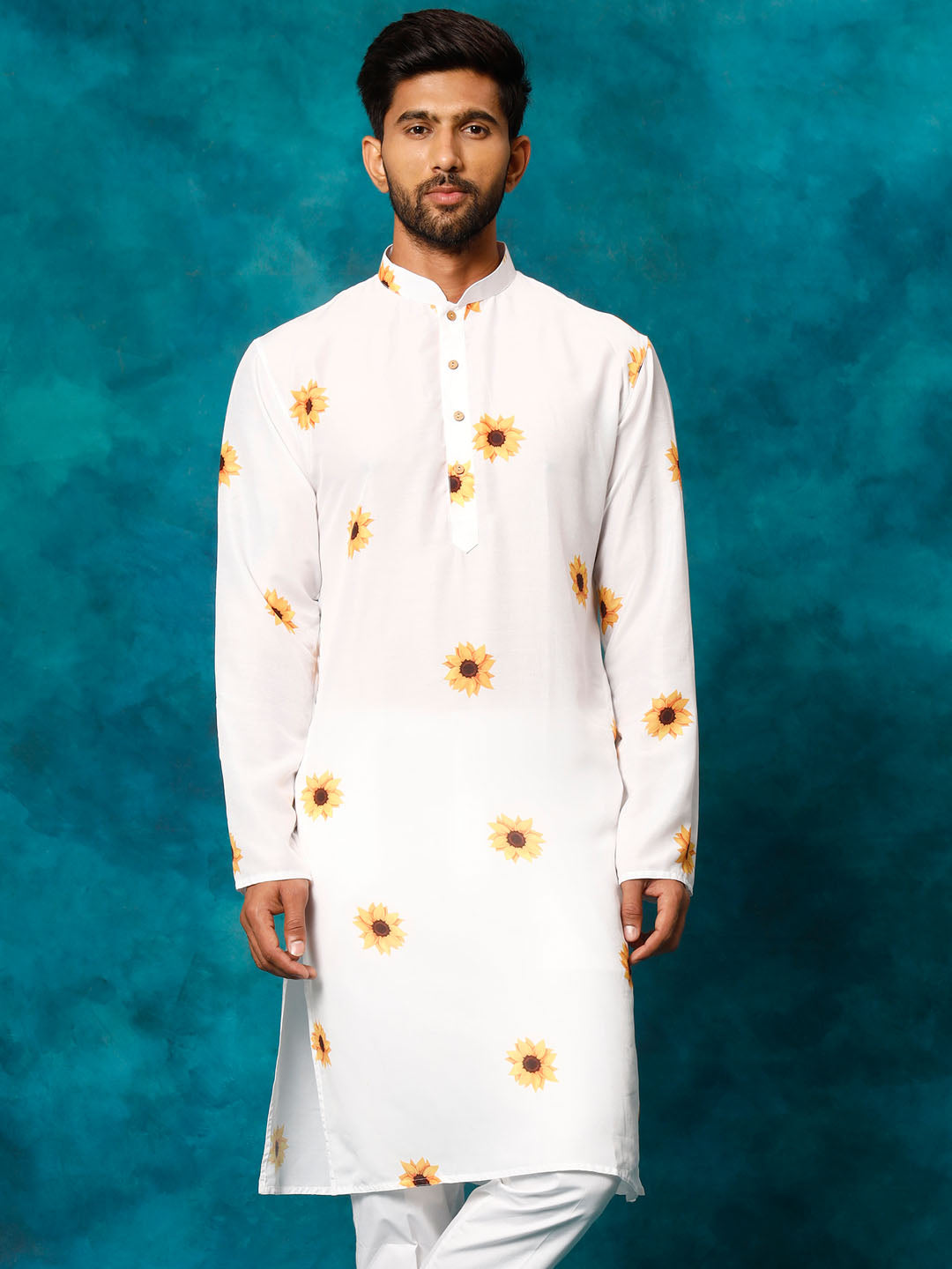 Men's Cream Cotton Blend Kurta