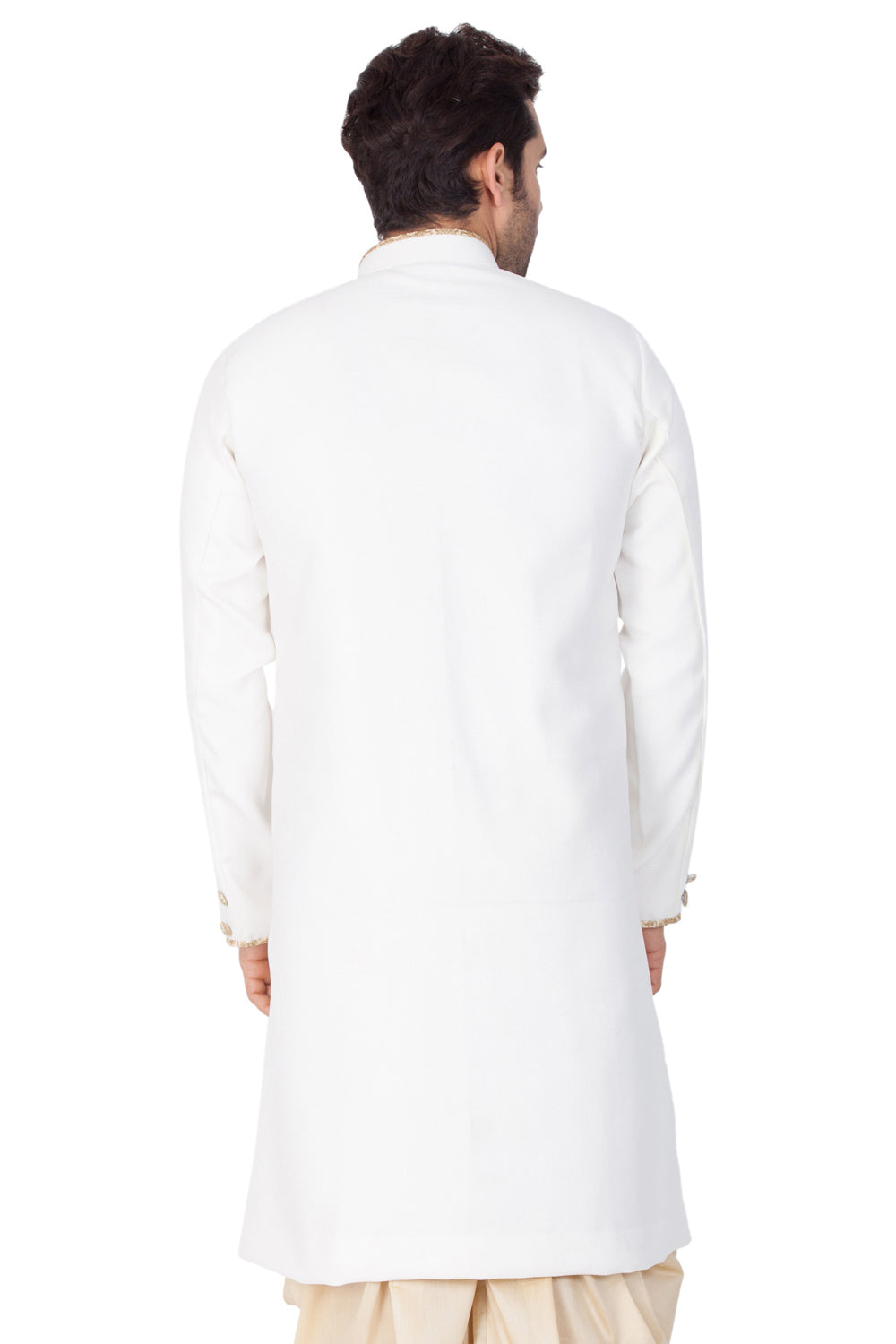 Men's White Cotton Blend Sherwani Only Top