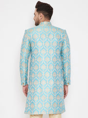 Men's Aqua Silk Blend Sherwani Only Top