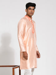 Men's Peach Dupion Silk Kurta