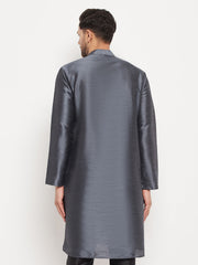 Men's Grey Silk Blend Kurta