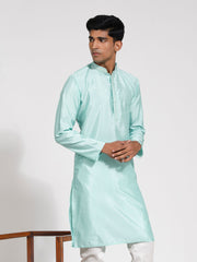 Men's Mint Green Silk Blend Kurta