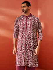 Men's Maroon Georgette Kurta