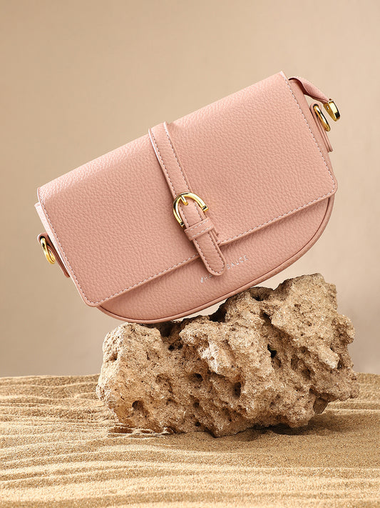 Women's The Tang-Buckle Shoulder Bag - Nude Pink