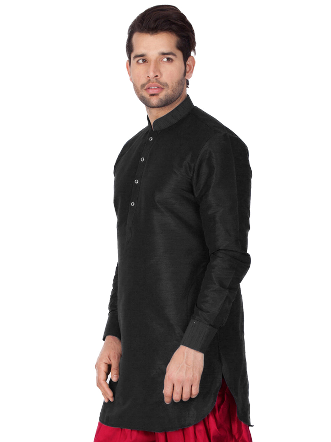 Men's Black Silk Blend Kurta