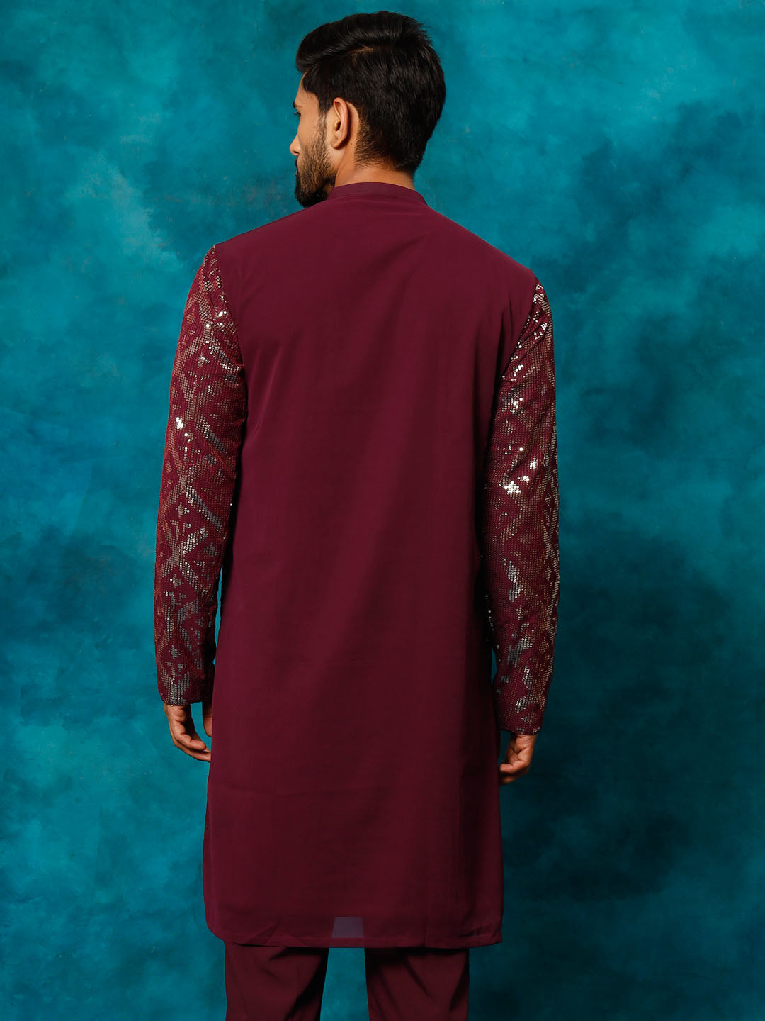 Men's Purple Georgette Kurta