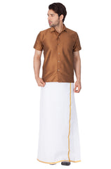 Men's Brown Silk Blend Ethnic Shirt