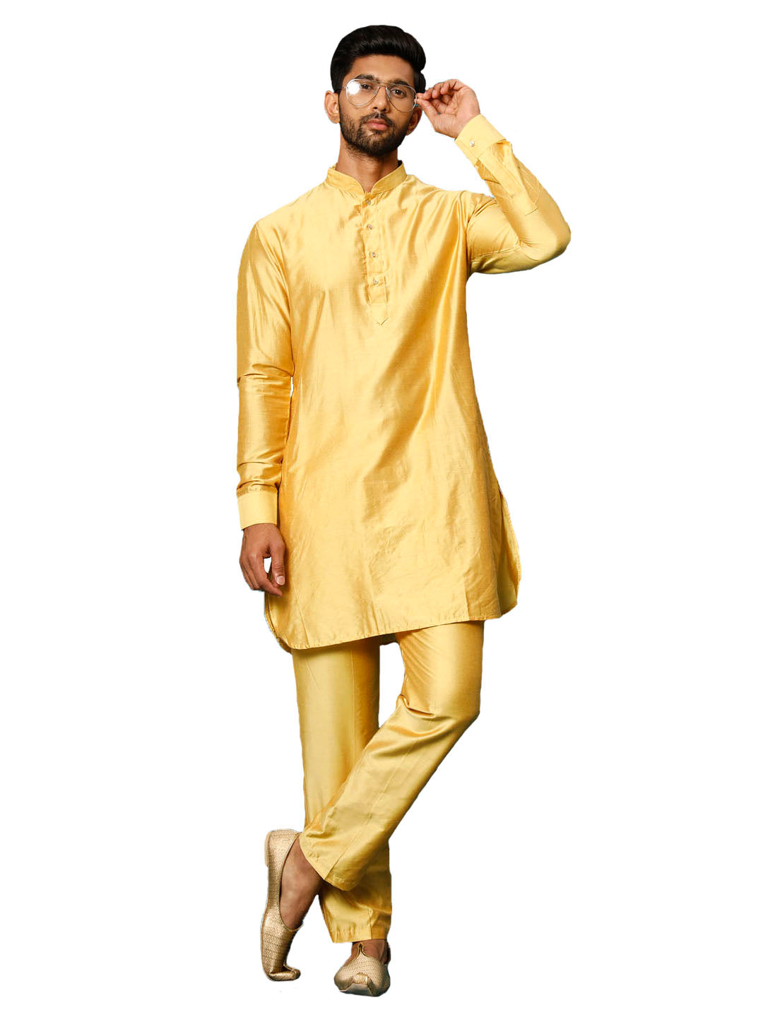 Men's Mustard Viscose Kurta Pyjama Set