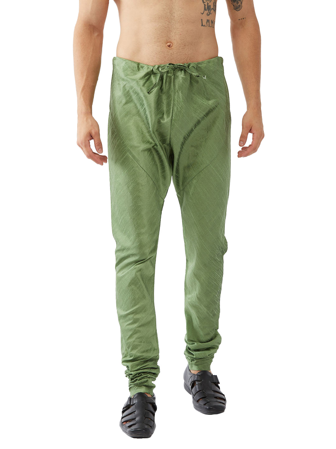 Men's Light Green Silk Blend Pyjama