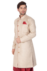 Men's Beige Cotton Blend Sherwani Only Top