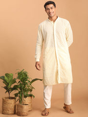 Men's Cream Cotton Pant Style Pyjama