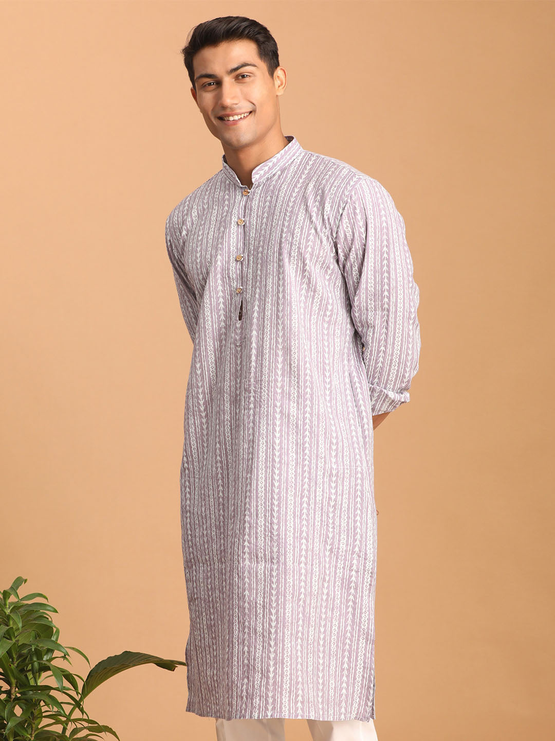 Men's Purple Cotton Kurta