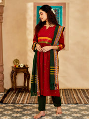 Women's Maroon Kurta Set