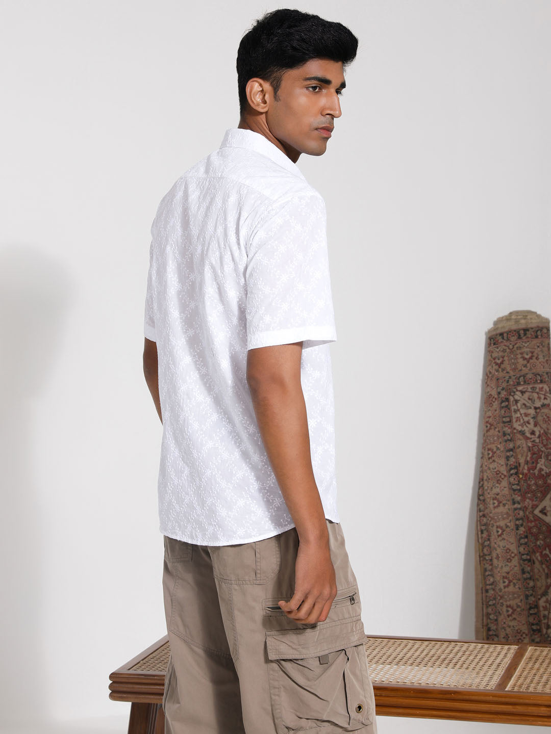 Men's White Cotton Ethnic Shirt