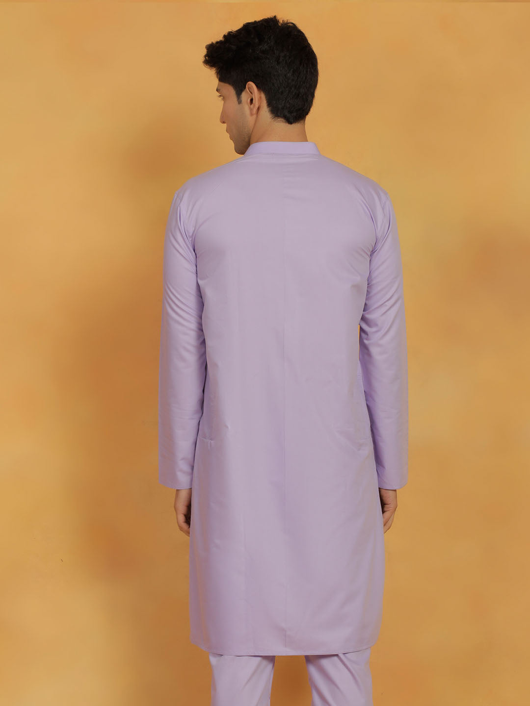 Men's Lavender Cotton Silk Kurta