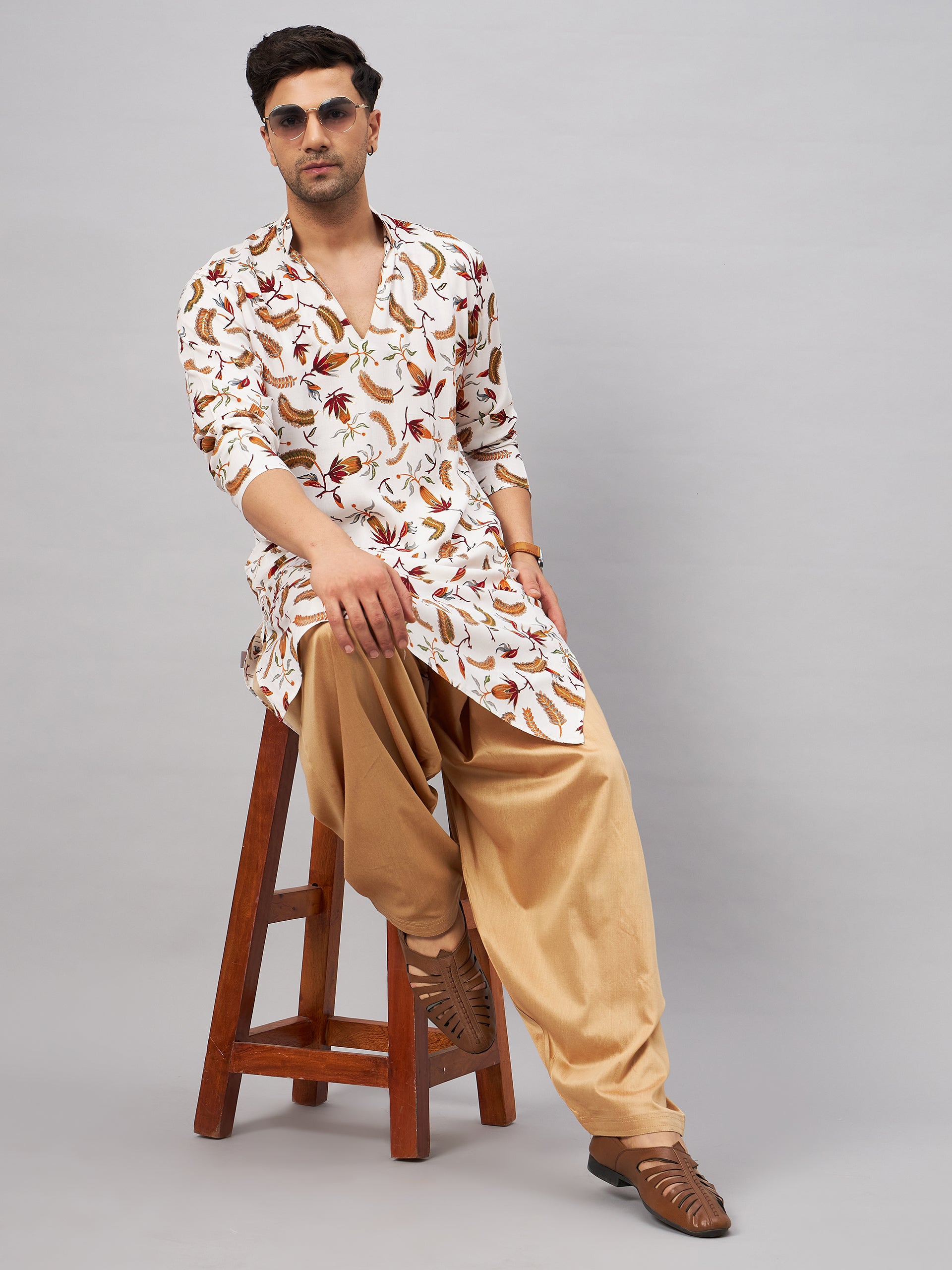 Men's White Rayon Kurta