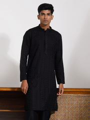 Men's Black Cotton Kurta