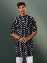 Men's Black Cotton Kurta