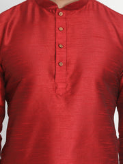 Men's Maroon Silk Blend Kurta Pyjama Set